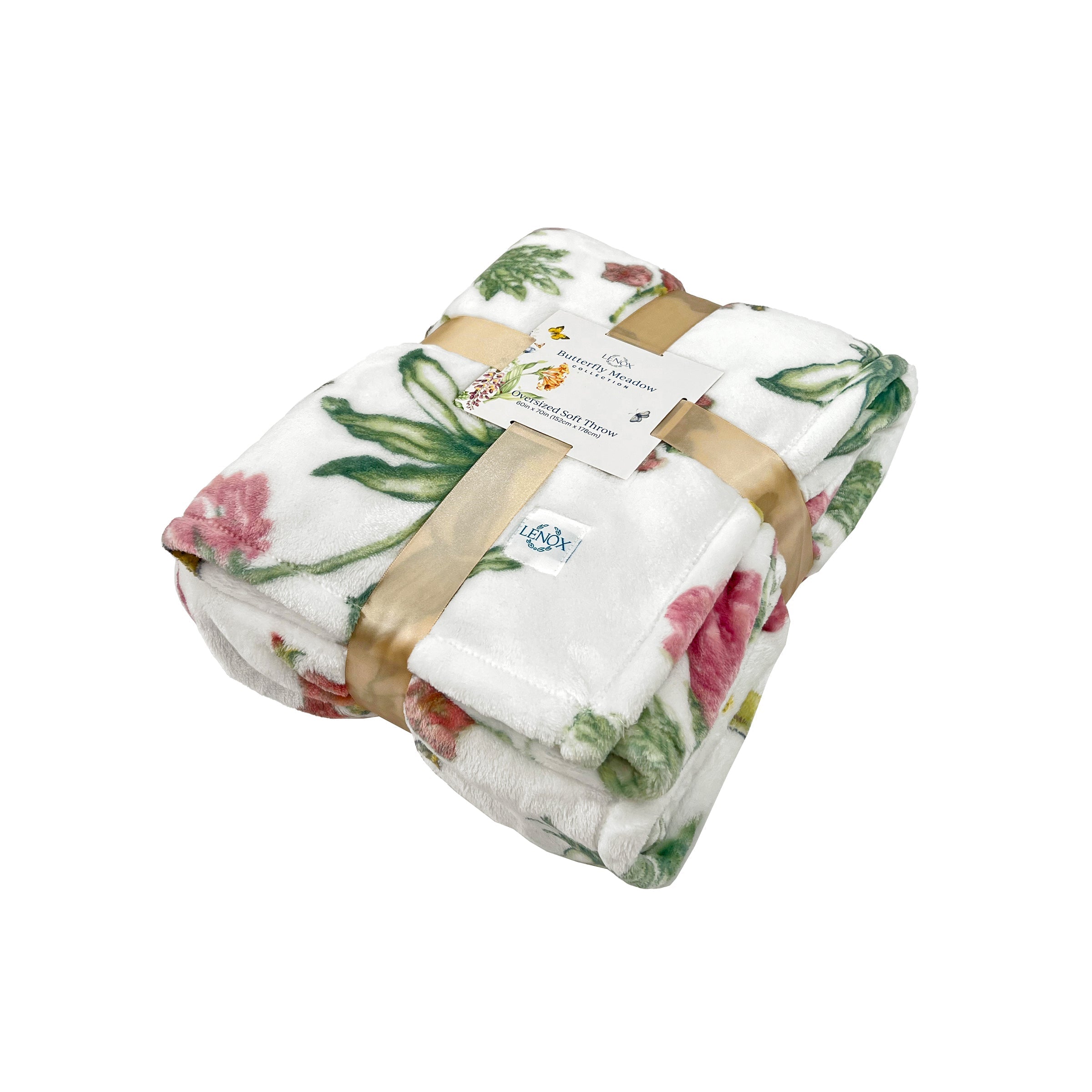Lenox Fine Lenox Fine Butterfly Meadow Bloom Pink Throw Blanket - Image 4
