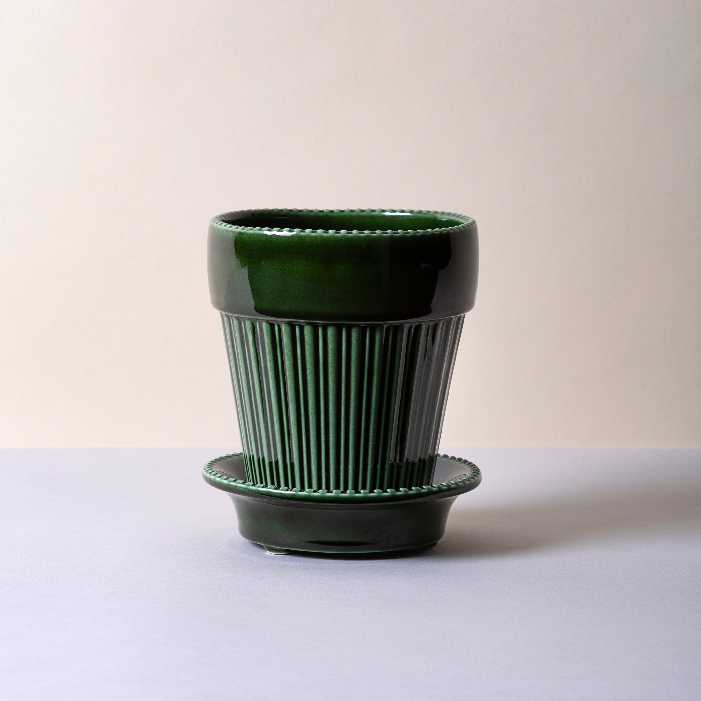 Lenox Fine Lenox Fine Simona Glazed Emerald Green 12cm Pot with Saucer - Image 3