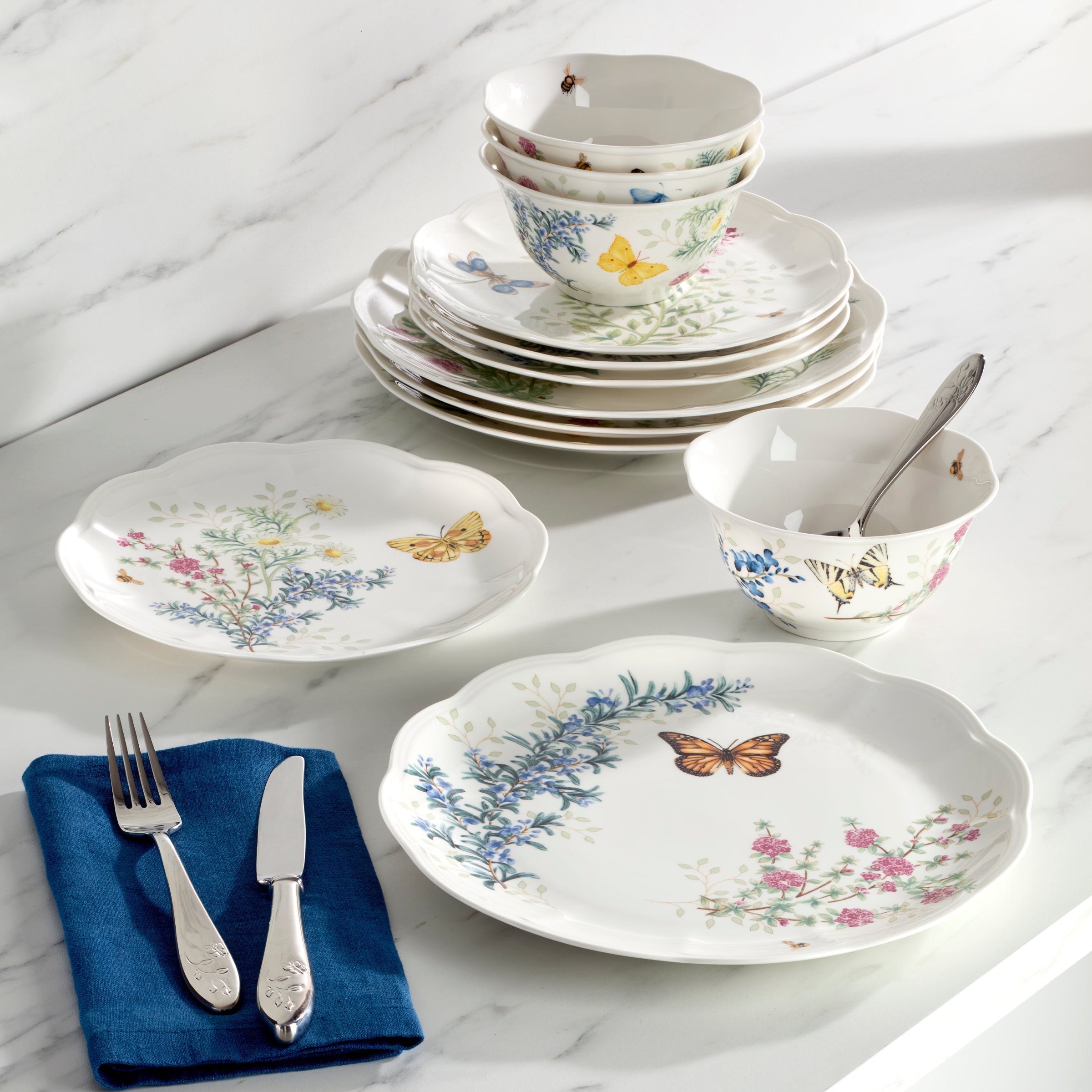 Lenox Fine Lenox Fine Butterfly Meadow Herbs 12-Piece Dinnerware Set - Image 7