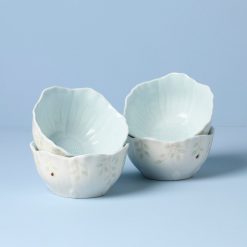 Lenox Fine Lenox Fine Butterfly Meadow Floral Blue Dessert Bowls, Set of 4