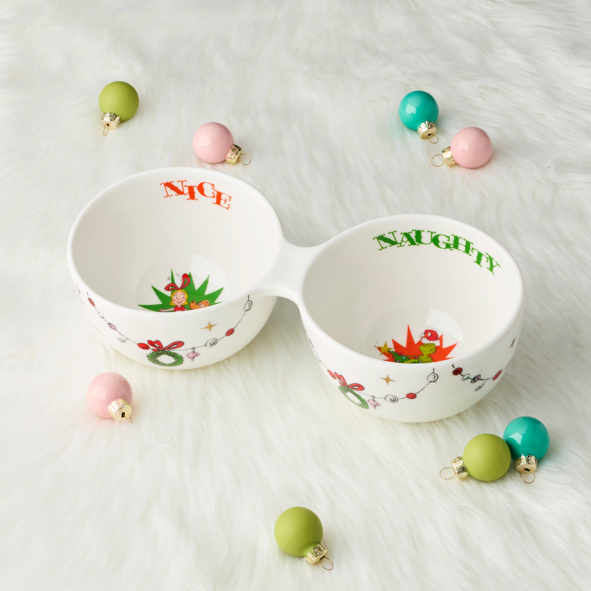 Lenox Fine Lenox Fine Merry Grinchmas Naughty or Nice Double Dip Bowl - Image 4
