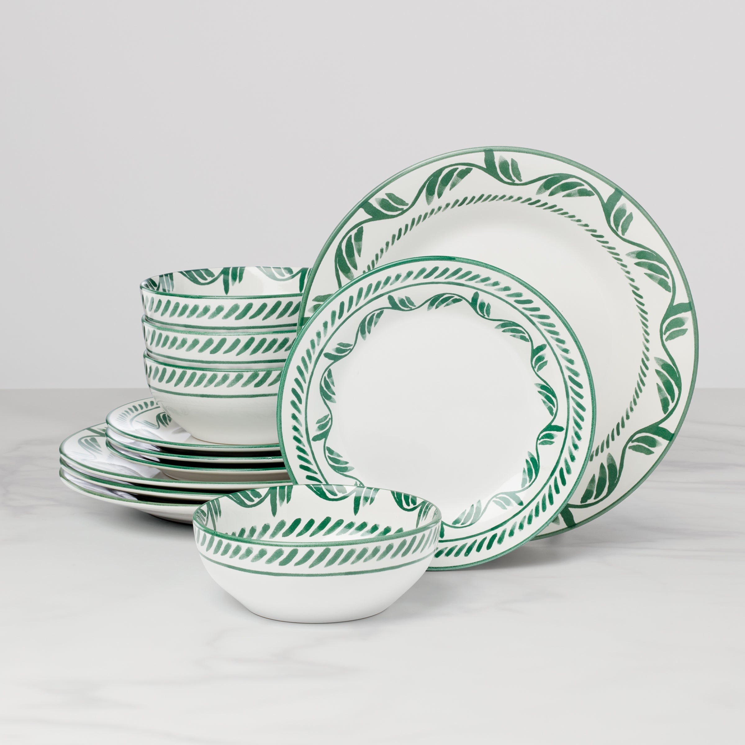 Lenox Fine Lenox Fine Solear Green 12-Piece Dinnerware Set